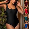 2024 Shiny U-Neck Backless Women's One-Piece Nylon Swimsuit