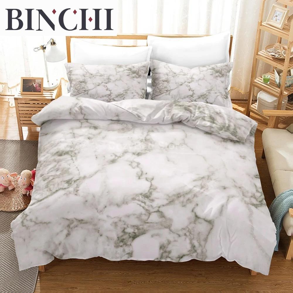 Gold White Marble Bedding Set Luxury Duvet Cover Queen King Size Soft Comforter Bed Linen for Adults