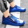 Горячая распродажа модных повседневных мужских туфель с синим зеркальным блеском, кроссовки для мужчин на плоской подошве, уличная одежда в стиле хип-хоп, роскошные дизайнерские туфли для мужчин