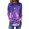 Женская свободная футболка с круглым вырезом и рождественским принтом, длинный рукав, пуловер, толстовка с длинными рукавами
