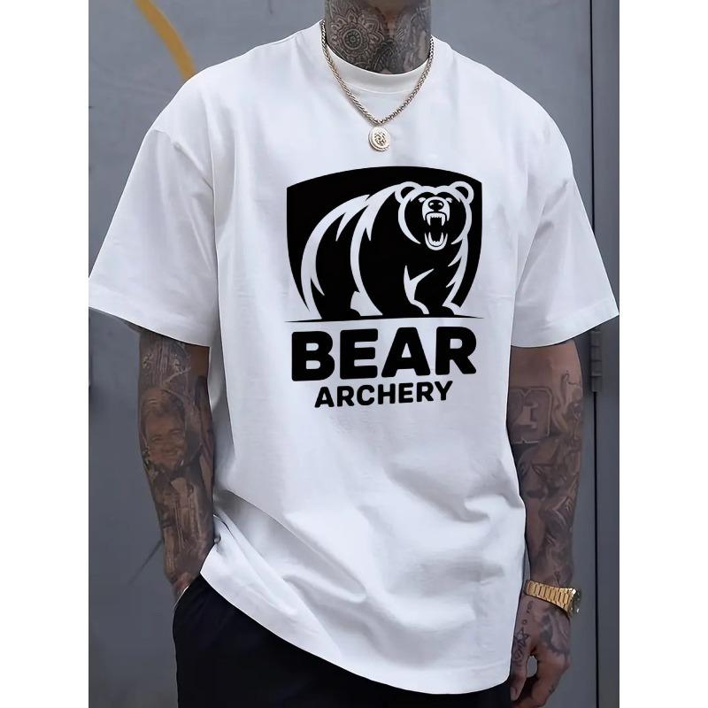Мужская черная оверсайз футболка европейского размера с логотипом Bear Archery - Идеально подходит для активного отдыха и повседневной носки