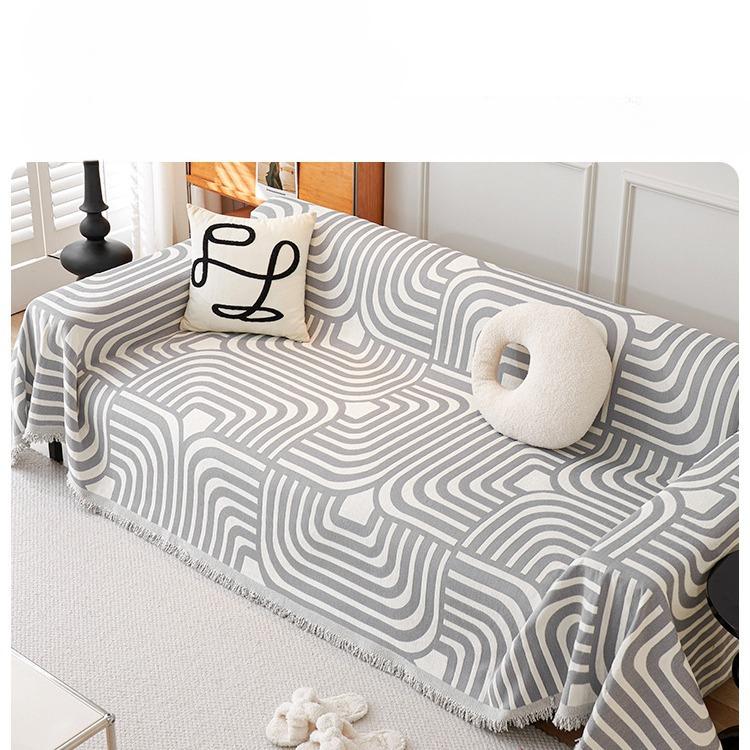 Полосатый зебровый узор Шенилловое диванное полотенце Четыре сезона Универсальный Всеобъемлющий Чехол на диван Пылезащитный чехол Гостиная Цельный диванный чехол Ткань