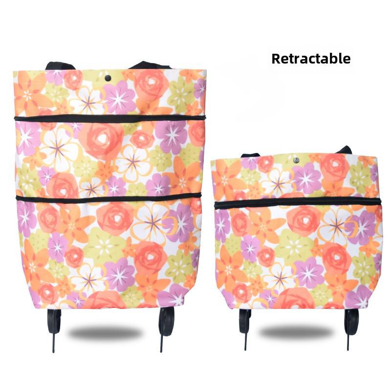 Портативная складная тележка для покупок из ткани Оксфорд с ручкой