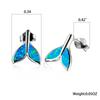 Simple style personalized sterling silver fish tail blue and white opal stud earrings women's holiday versatile earrings