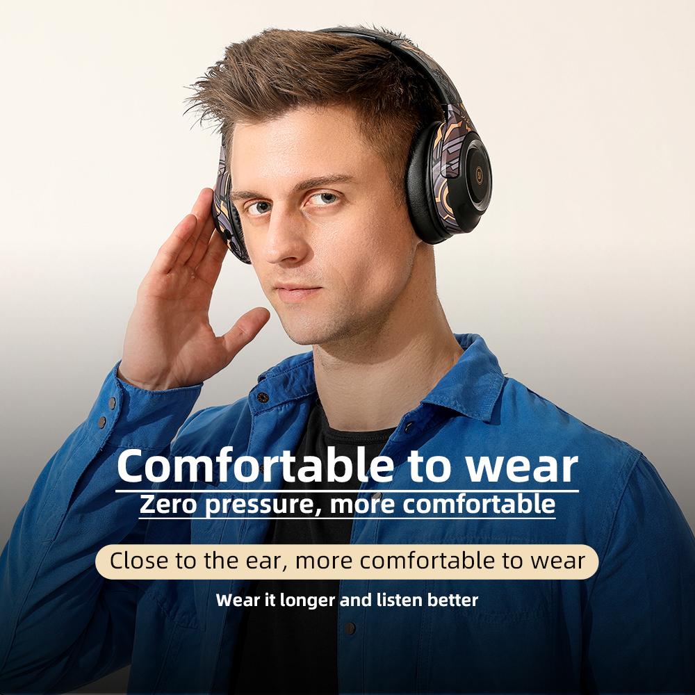 Беспроводные наушники Bluetooth 5.1 с шумоподавлением, игровая гарнитура с HD-микрофоном, светящаяся гарнитура, поддержка наушников TF Play для игрового ноутбука