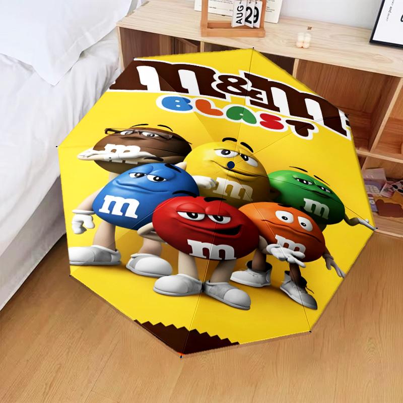 1PC M Chocolate chips Automatic Folding Umbrella 8-Rib Travel Umbrella with Auto Portable Case, Ideal Gift for Birthdays