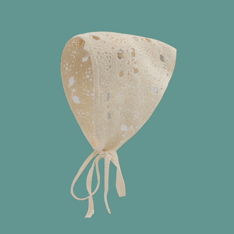 Вязаная ретро повязка на голову с полым треугольником, ромашка, клубника, ручная работа, вязаный крючком треугольный шарф, головной убор, ручной работы платок для головы