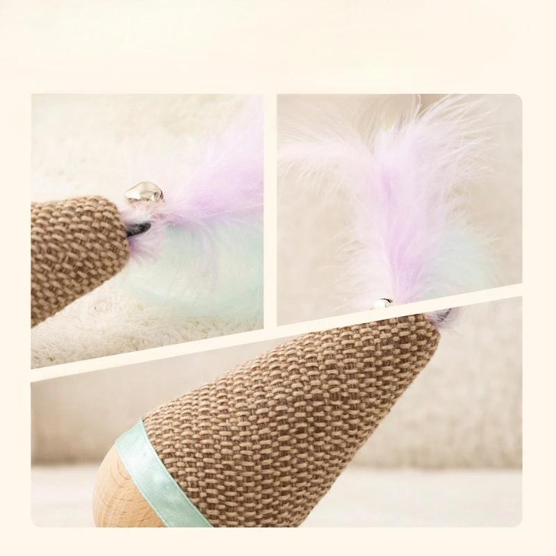 Cat Tumbler Wobbler Toy Bite-resistant Feather Agave Chew Toy Teeth Cleaning Interactive Pet Cat Supplies