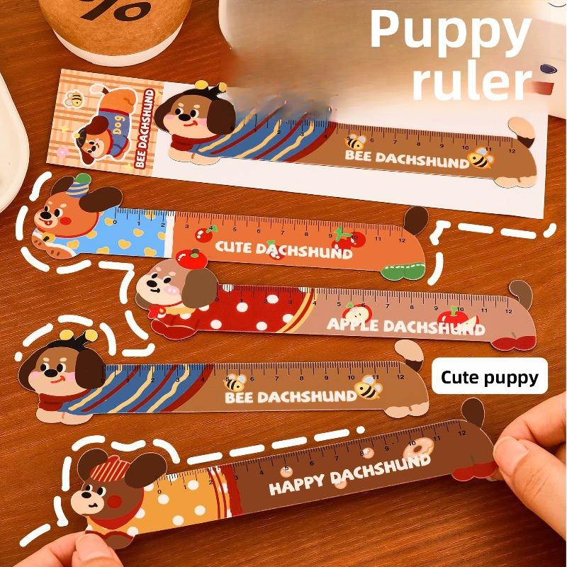 Мультяшная длинная собака магнитная закладка линейка, милый студент, высокий уровень внешности, гибкая линейка, магнитная прямая линейка неправильной формы