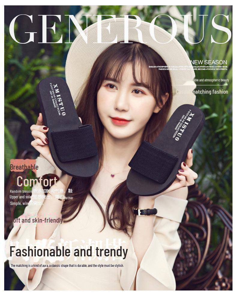 «Парные пляжные тапочки для родителей и детей»: Женские и детские шлепанцы на танкетке с толстой подошвой