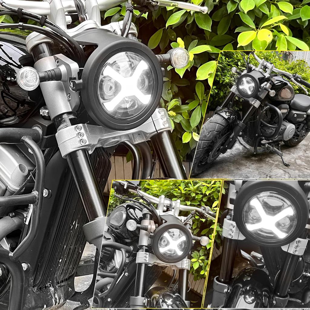 Vancroser 5.75 Inch Headlight, LED, X-Shaped, Bike Headlight, DRL, Hi/Lo Switching, /24V, High Brightness,