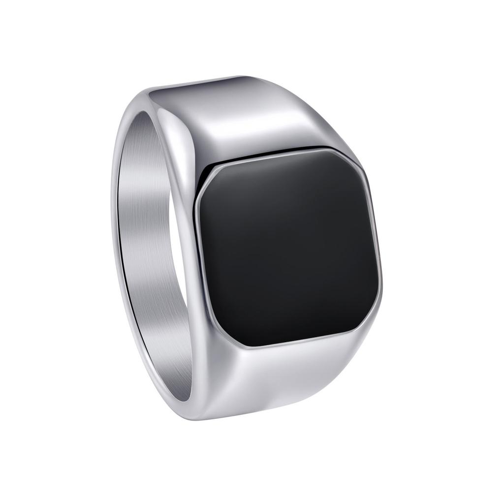 Titanium Steel Jewelry European and American Simple Bare Body Square Men's Ring Oil Dripping