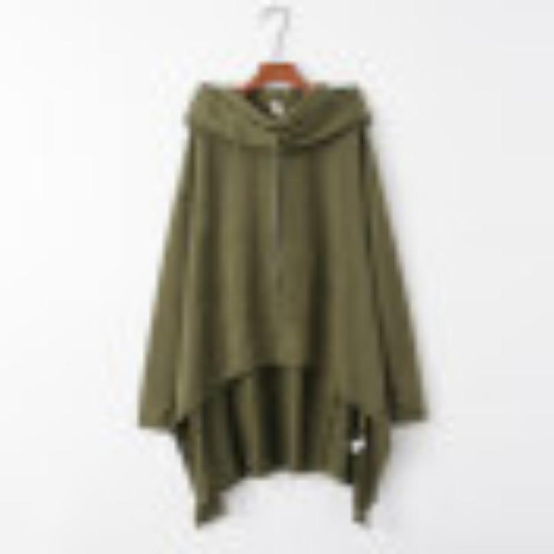 Women S Hooded Long Sleeve Solid Mid Length Sweatshirt European Style