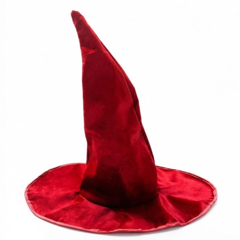 Large Plush Wizard Hat Velvet Curved Tip Tall Witch Hat Retro Witch Costume Hat  Masquerade Ball