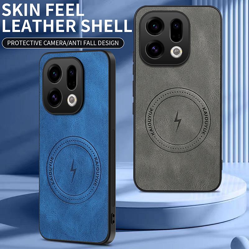 Модный кожаный силиконовый чехол с эффектом молнии для Oppo Find X9 Для OPPO Find X9 Магнитная беспроводная зарядка Противоударный чехол Чехол для Find X9