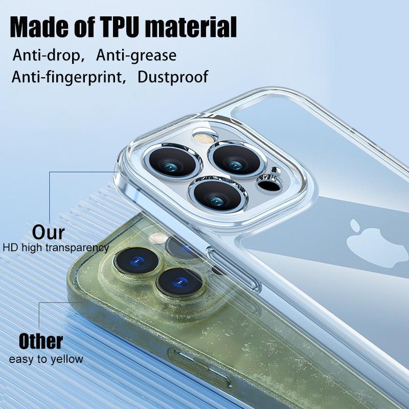 Luxury Shockproof Clear Case For iPhone 15 14 13 12 11 Pro Xs Max Camera Lens Protective For iPhone XR 7 8 Plus Transparent Soft Cover