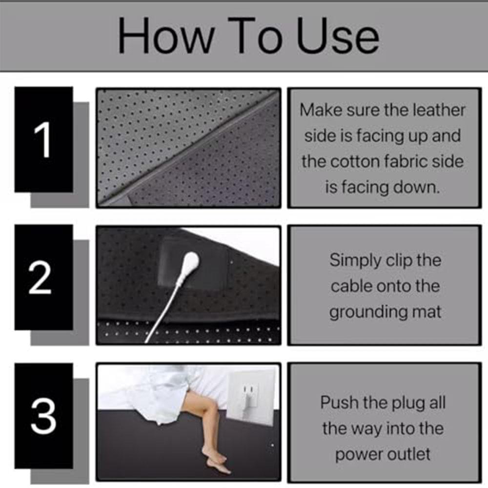 Заземляющий коврик для кровати Противоскользящая накладка из ПУ кожи с заземляющим шнуром Улучшает сон Снимает стресс и боль