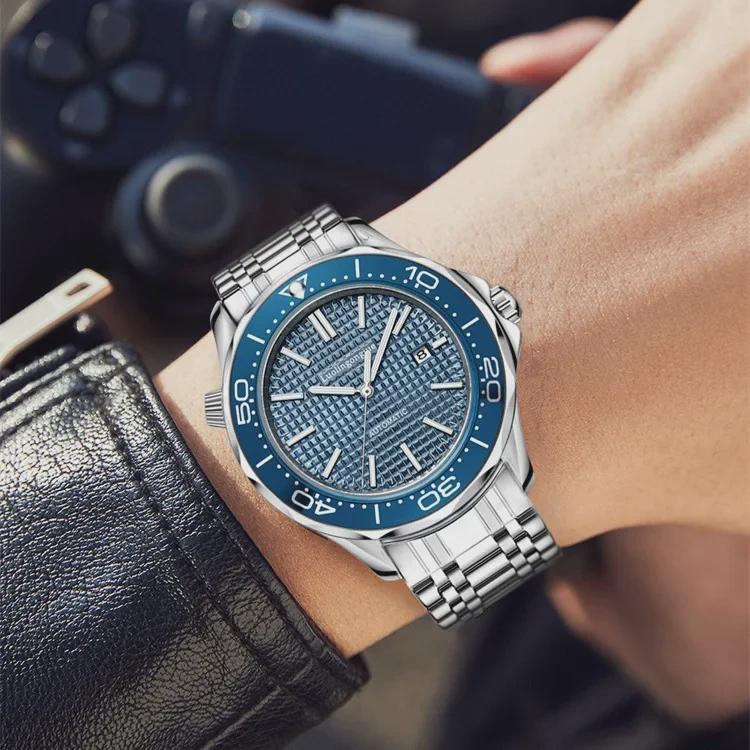 Стильные и атмосферные мужские автоматические механические часы Haima с полым сетчатым дизайном