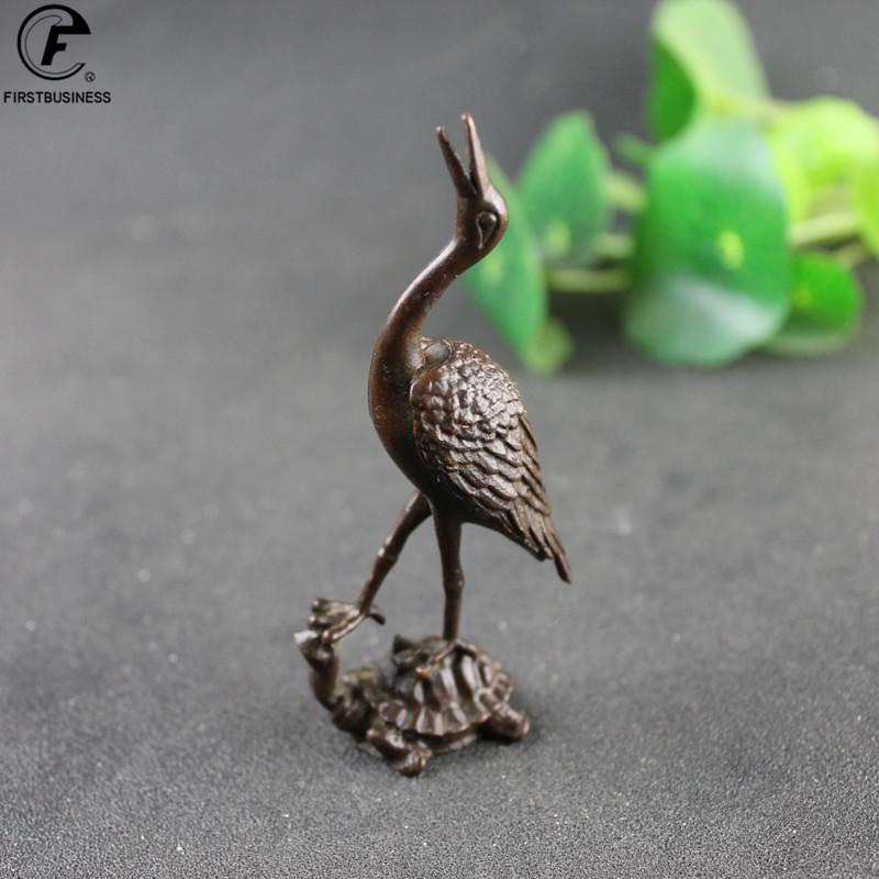 Copper Collection Red-crowned Crane Incense Burner Home Decor Small Ornaments Retro Brass Animal Miniature Sculpture Desktop