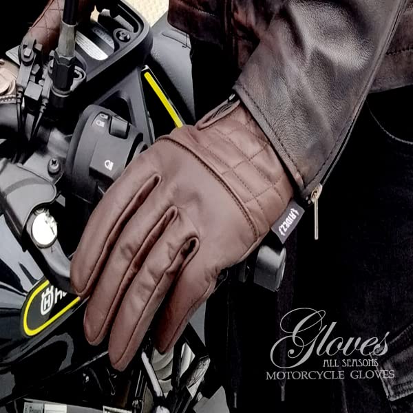 Кожаные мотоциклетные перчатки с сенсорной панелью из натуральной кожи, полностью коричневые, кожаные, совместимые, перчатки, мужские, женские, для смартфонов, сезоны, весна, лето,