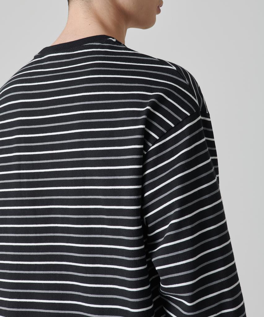 MUSINSA STANDARD Multi-Stripe Relaxed Long Sleeve T-Shirt 1 [Black/White]