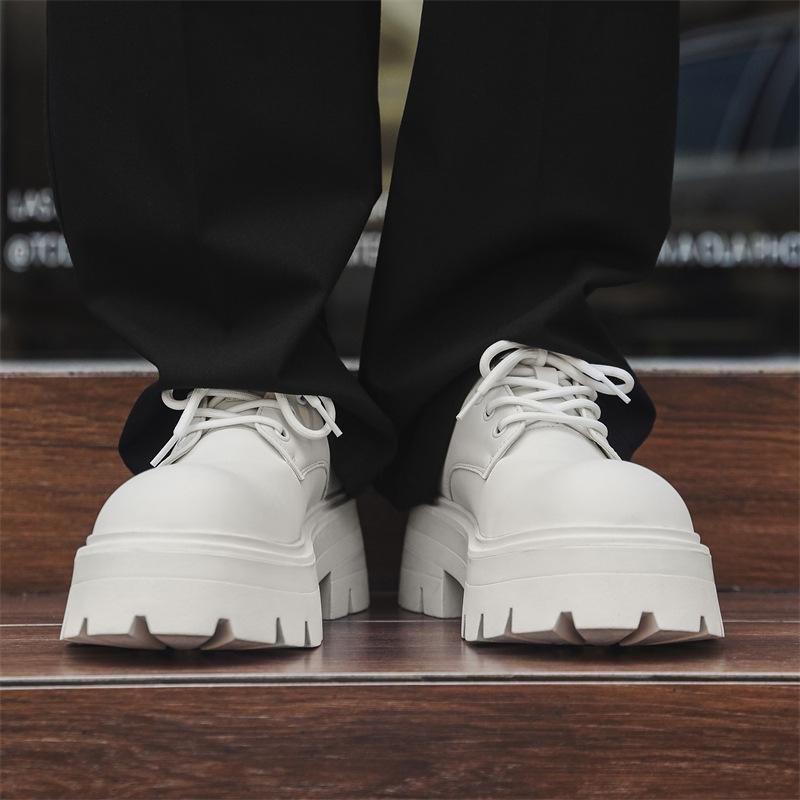 Thick-soled Heightening Shoes Derby Shoes Men's New Matte High-end Men's Casual Black British Style Small Leather Shoes