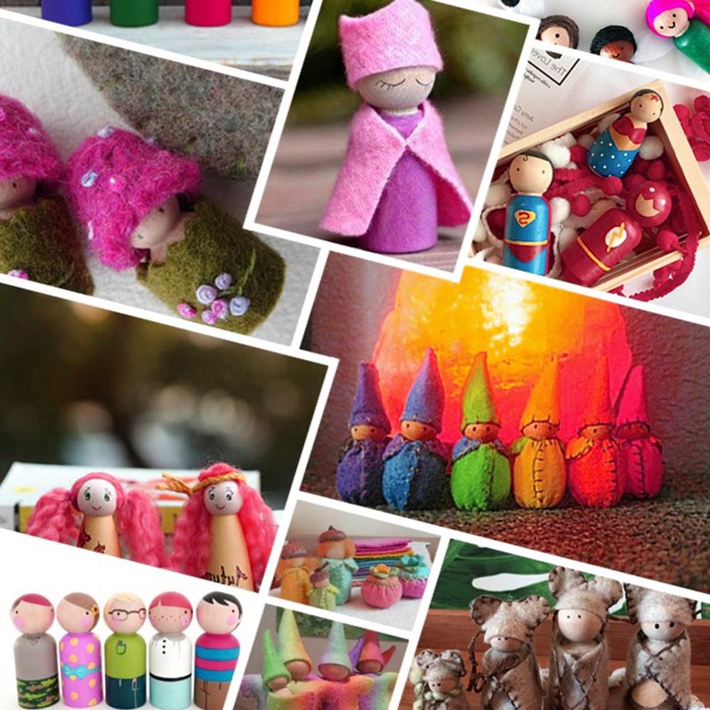 50pcs Unfinished Wooden Peg Doll DIY Arts Painting Natural Wood Peg People 4 Sizes Wooden Doll Bodies Figures Crafts Decorative