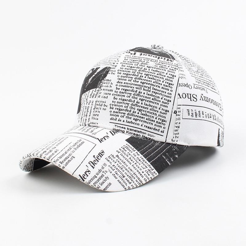 Unisex Newspaper Design Cap Casual Graffiti Printing Baseball Cap Adjustable Hats For Women Men Street Hip Hop Hat