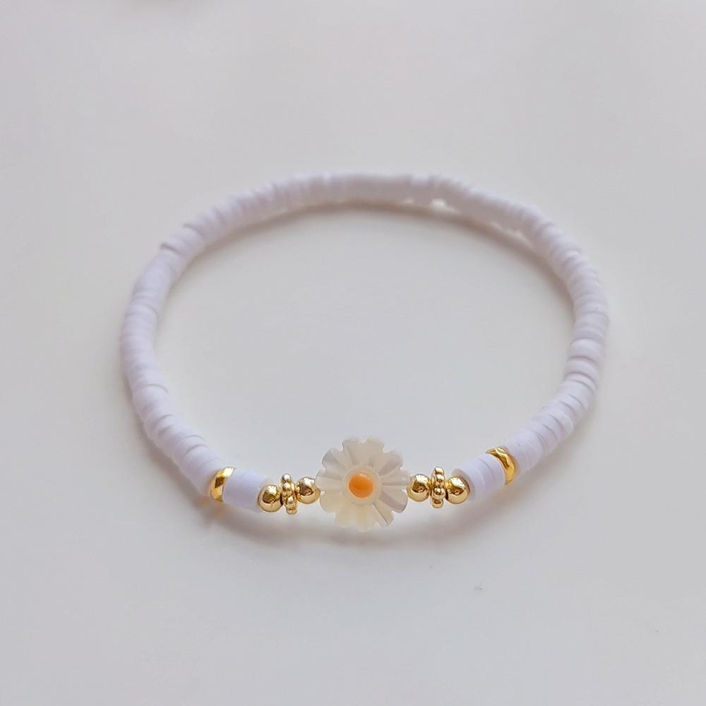 Женские браслеты с цветком ромашки Y2K, аксессуары, диск из полимерной глины, бусины, браслет Heishi, браслет в стиле бохо, летние ювелирные изделия Pulseras