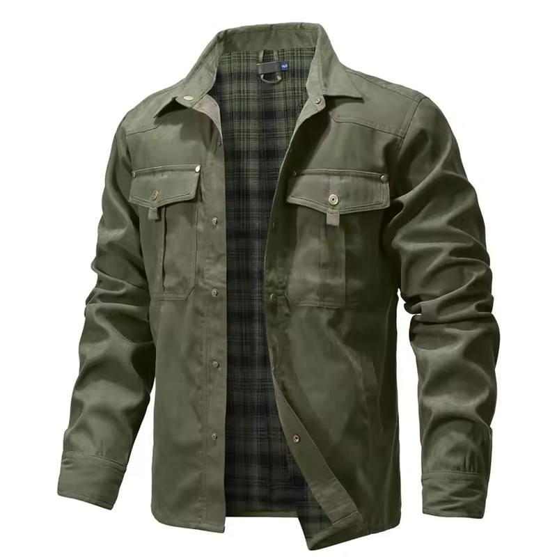 Мужские куртки Весенние Рубашки-пальто на фланелевой подкладке Shacket Повседневные Верхняя одежда на кнопках Западный ковбойский стиль Высококачественный топ