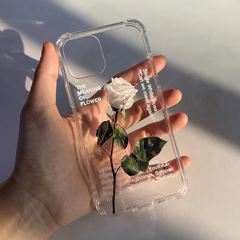 Ins Корея Япония Белая роза чехол для телефона с принтом для Iphone 13 Pro Max 12 11 Xr X Xs Max 7 8 Plus Se мягкий прозрачный чехол из ТПУ