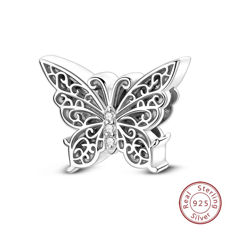100% 925 Silver Exquisite Cubic Zircon Butterfly Bee Ladybug Charms Bead Fit Qikaola Original Bracelet Fine DIY Jewelry