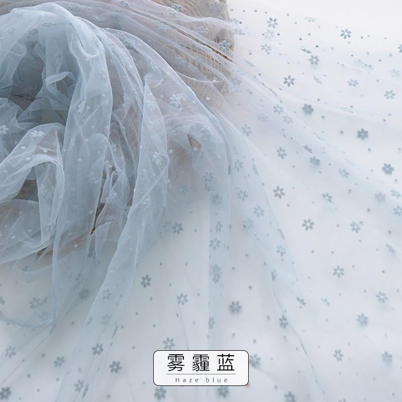 Ткань сетка с флоком "Снежинка" 150x100см/200см для платьев, отделки женской одежды, оконных сеток, ткань для рукоделия DIY TJ5103