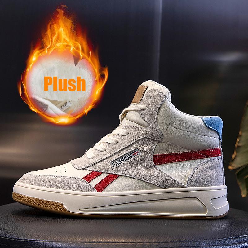 2024 Новые женские кроссовки для девочек осень-зима из натуральной кожи повседневные высокие спортивные туфли женские плюшевые ботинки