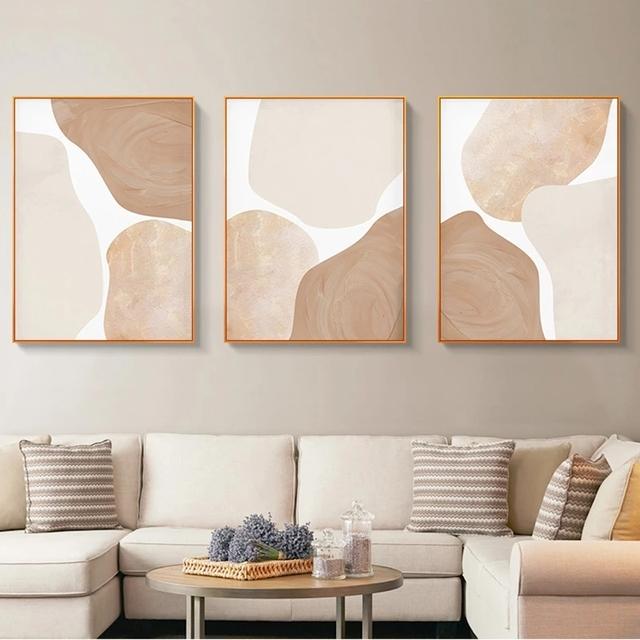 Современная абстрактная форма бежевого плаката, эстетическая, теплого цвета, художественная живопись, печать на холсте, простота, скандинавская картина, декор для гостиной