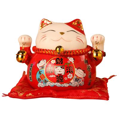 Копилка для монет Lucky Cat 4,5 дюйма, изысканная, милая, приносящая удачу, керамическая, настольная, для хранения монет