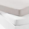 Lot de 2 draps housse - MON PTIT DODO - Jersey 100% coton - 60 x 120 cm - Blanc et gris souris
