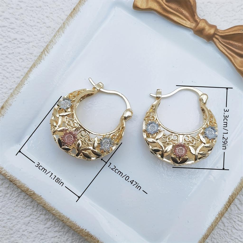 [Элегантные серьги] Элегантные серьги-капли с полым цветочным узором для женщин | Универсальная модная бижутерия на каждый день и для вечеринок, подвеска, цветок