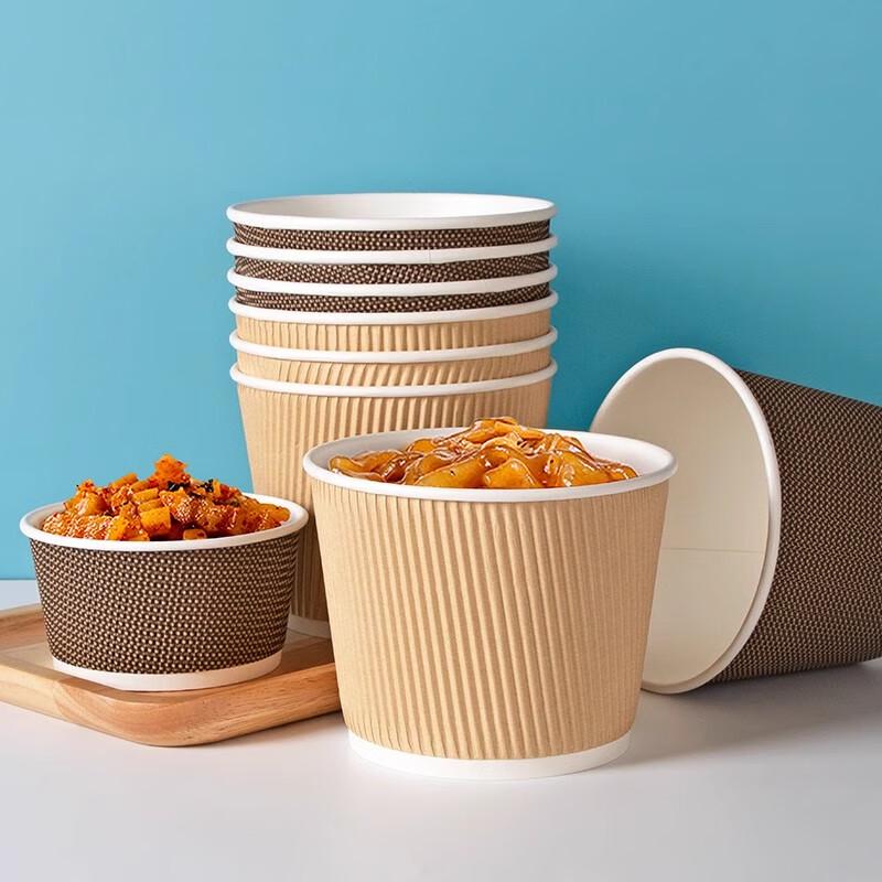 Disposable Corrugated Kraft Paper Bowls with Lids