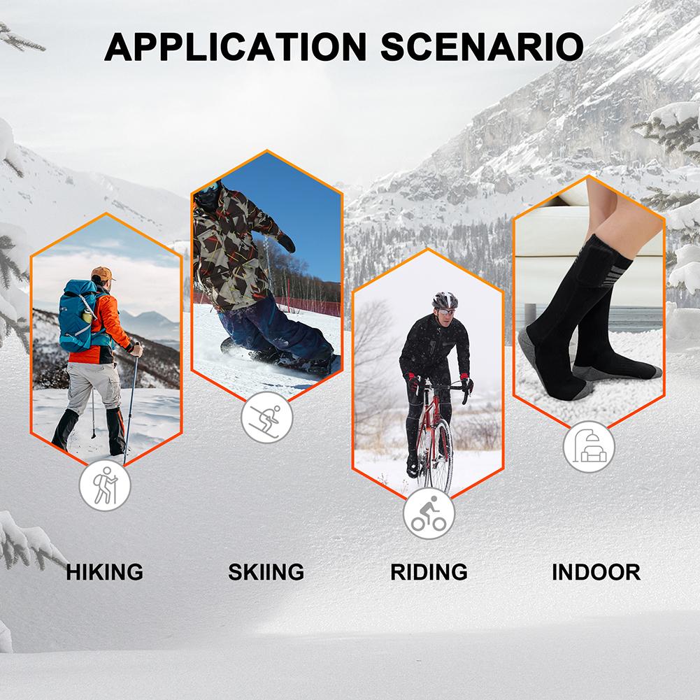 Носки унисекс с электроподогревом, дышащие, перезаряжаемые, носки с подогревом, удобные, можно стирать для занятий спортом на открытом воздухе, катания на лыжах