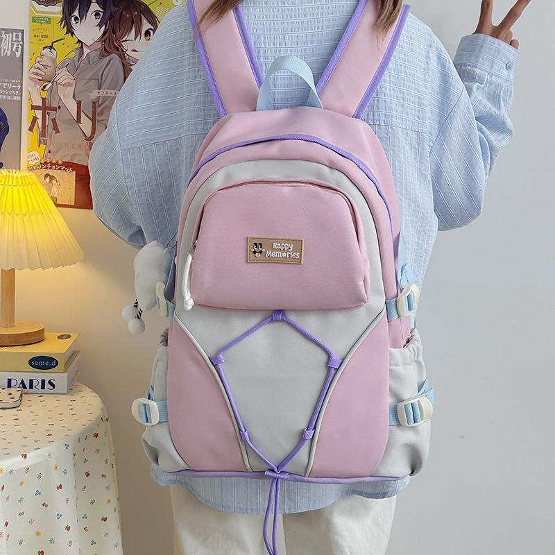 New Schoolbag Large Capacity Backpack Student Contrast Color Backpack Casual Versatile Backpack Junior and Senior High School Schoolbag