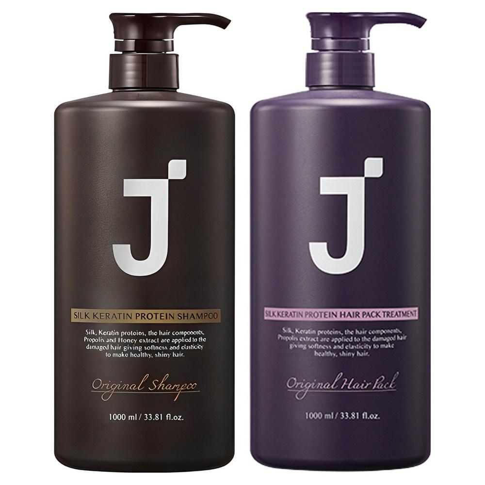 J.Forest Silk Keratin Protein Shampoo 1L + Hair Pack Treatment 1L 1 pcs