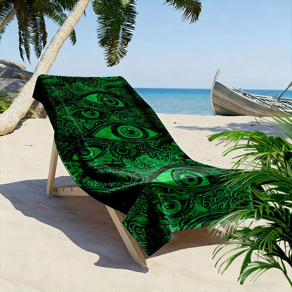 Enigmatic green gaze. Print beach towel, quick drying, suitable for travel, outdoor sports, jogging, the beach and swimming, gift