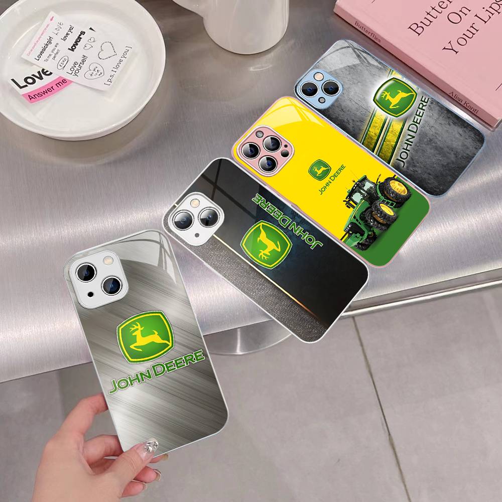 Green J-John Truck D-Deeres Tempered Glass For Iphone 14 13 12 11 Pro Mini XS MAX 14Plus X XS XR Fundas