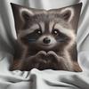 Очаровательная наволочка с изображением енота, делающего жест сердцем, для уютного домашнего декора и удобной подушки на диван, идеальный уникальный подарок