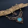 Хризоколла Ожерелье из драгоценных камней ручной работы, Ожерелье, обернутое медной проволокой 999 пробы, Антикварные украшения, Для подарка на помолвку