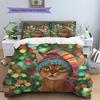 Cat with Christmas Lights  Pattern Bedding Quilt Set  Home Decoration  Gift (1 * duvet cover + 2 * pillowcase, without core)