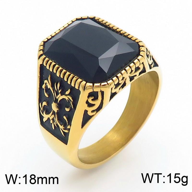 Source Retro Viking Jewelry, Palace Style Luxury Gemstone Engraved Stainless Steel Men'S Ring