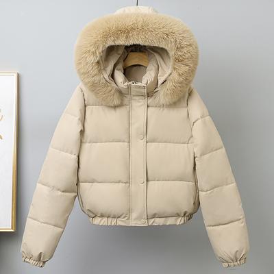 Модное зимнее пальто женское короткое парки с капюшоном воротник из искусственного меха свободное толстое теплое женские куртки