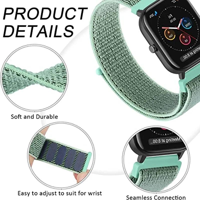 20mm/22mm Nylon Loop Watch Band For Amazfit GTS/4/2/2e/3/GTS2 Mini/GTR 4/3 pro/GTR2/2e/stratos 2/3 Bracelet Amazfit Bip-u Strap